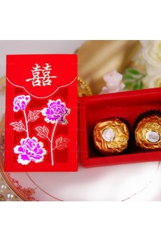 Red Color Wedding Favor Boxes (12 Pieces/Set)