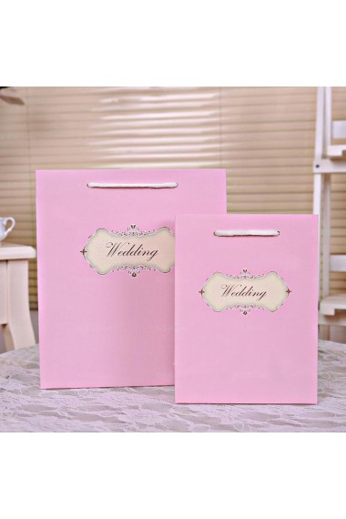 Personalized Pink Color Bag Wedding Favor Boxes (12 Pieces/Set)