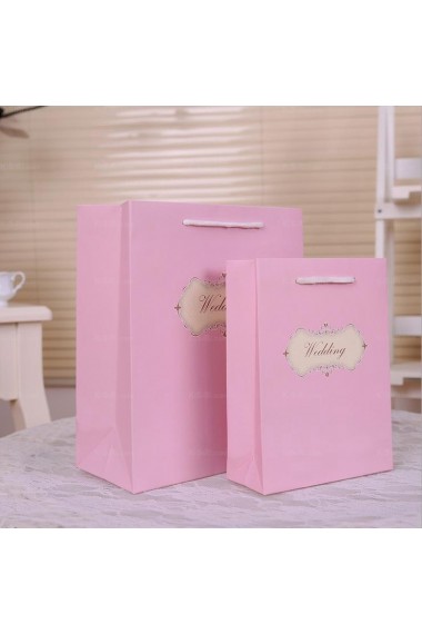 Personalized Pink Color Bag Wedding Favor Boxes (12 Pieces/Set)