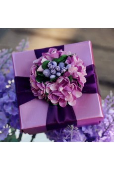 Purple Color Hand-made Flower Wedding Favor Boxes (12 Pieces/Set)