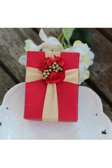 Red Cheap Card Paper Wedding Favor Boxes (12 Pieces/Set)