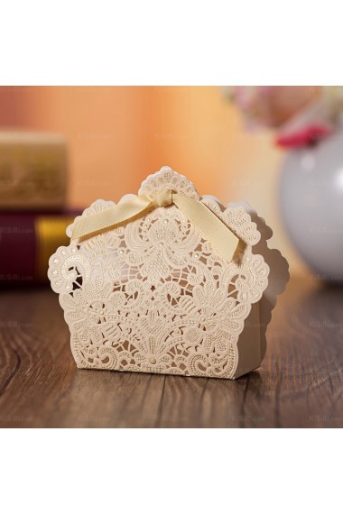 Champagne Color Exquisite Card Paper Wedding Favor Boxes (12 Pieces/Set)