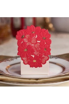 Red Color Personalized Card Paper Wedding Favor Boxes (12 Pieces/Set)