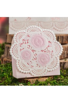 Pink Color Exquisite Card Paper Wedding Favor Boxes (12 Pieces/Set)