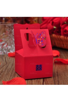 Red Butterfly Wedding Favor Boxes (12 Pieces/Set)