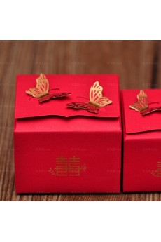 Red Exquisite Butterfly Wedding Favor Boxes (12 Pieces/Set)