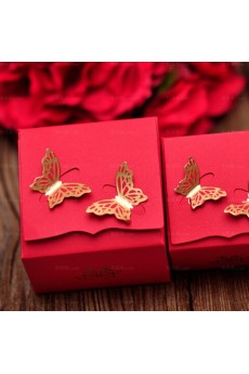 Red Exquisite Butterfly Wedding Favor Boxes (12 Pieces/Set)