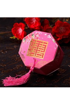 Chinese Style Tassel Pink Color Wedding Favor Boxes (12 Pieces/Set)