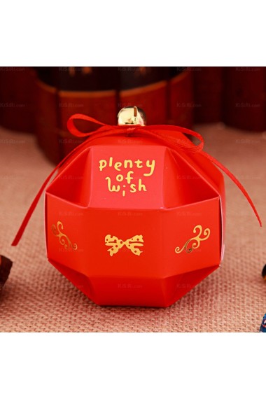 Ribbons Red Exquisite Wedding Favor Boxes (12 Pieces/Set)