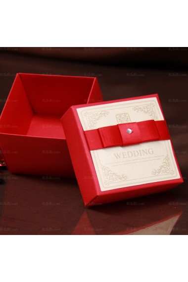 Red Color Square-shaped Wedding Favor Boxes (12 Pieces/Set)