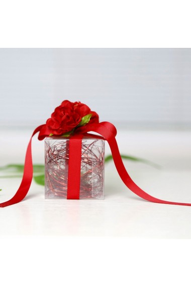 Ribbons Hand-made Red Color Exquisite Plastic Wedding Favor Boxes (12 Pieces/Set)