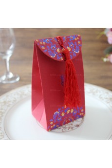 Red Color Chinese Style Tassel Wedding Favor Boxes (12 Pieces/Set)