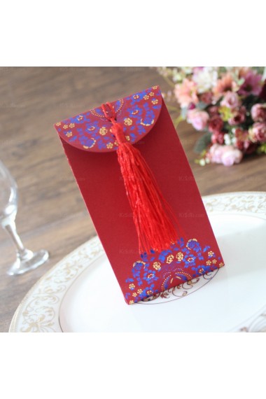 Red Color Chinese Style Tassel Wedding Favor Boxes (12 Pieces/Set)