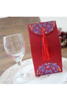 Red Color Chinese Style Tassel Wedding Favor Boxes (12 Pieces/Set)