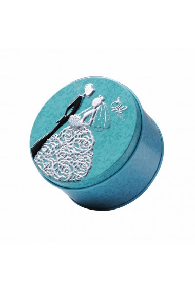 Blue Color Round-shaped Wedding Favor Boxes (12 Pieces/Set)