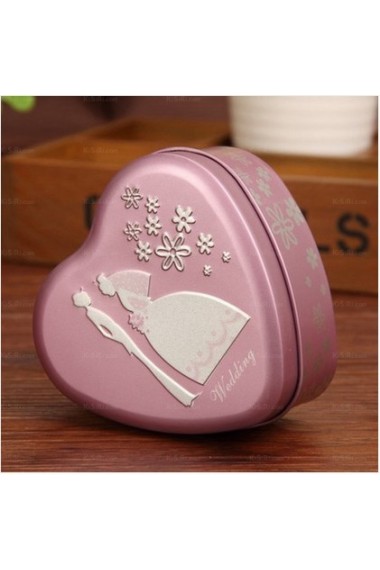 Pink Color Heart-shaped Wedding Favor Boxes (12 Pieces/Set)