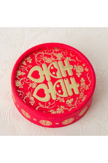 Red Color Chinese Style Round-shaped Wedding Favor Boxes (12 Pieces/Set)