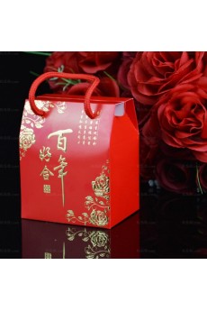 Red Color Chinese Style Wedding Favor Boxes (12 Pieces/Set)