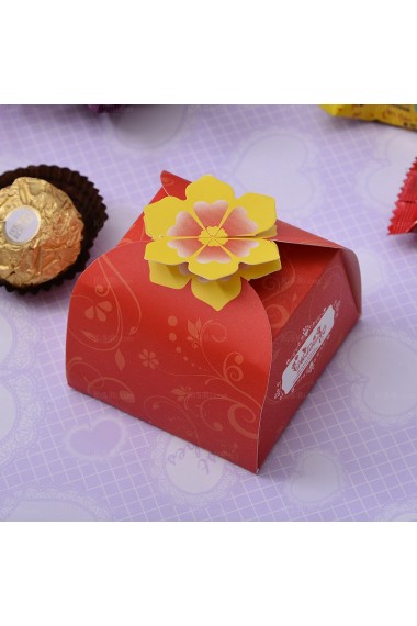 New Style Yellow Flower Wedding Favor Boxes (12 Pieces/Set)