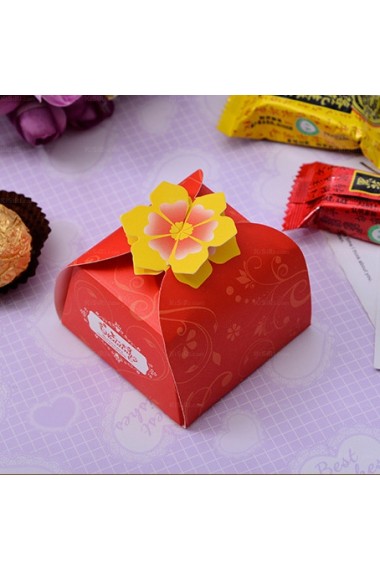 New Style Yellow Flower Wedding Favor Boxes (12 Pieces/Set)