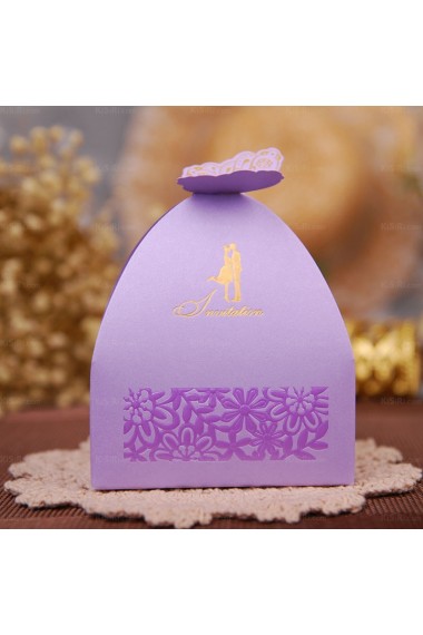 Purple Color Wedding Favor Boxes (12 Pieces/Set)