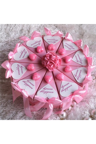 Unique Pink Color Wedding Favor Boxes (10 Pieces/Set)