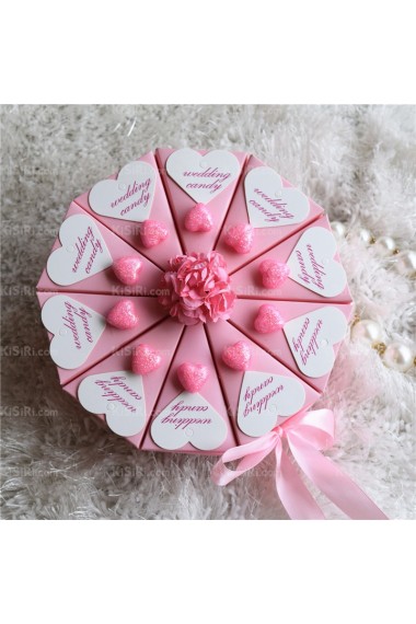 Elegant Pink Color Wedding Favor Boxes (10 Pieces/Set)