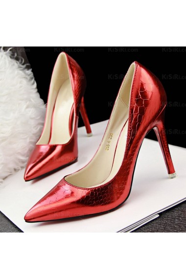 Women's Wine Red Stiletto Heel Party Shoes (High Heel)