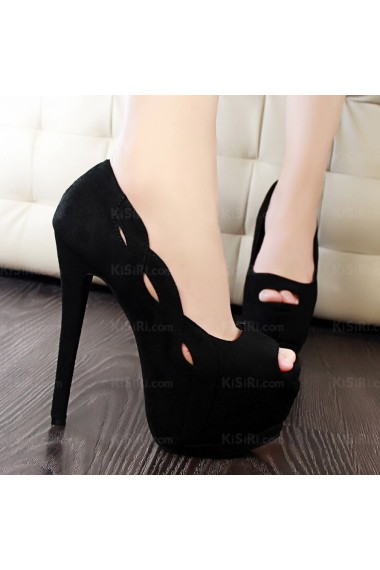 Women's Black Peep Toe Stiletto Heel Prom Shoes (High Heel)