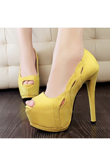 Women's Yellow Peep Toe Stiletto Heel Party Shoes (High Heel)