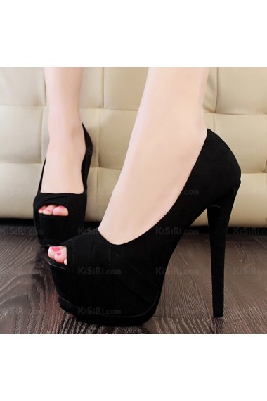 Women's Black Peep Toe Stiletto Heel Party Shoes (High Heel)