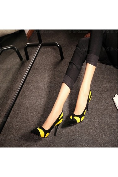 Women's Yellow Stiletto Heel Party Shoes (Mid Heel)