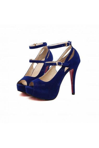 Women's Blue Peep Toe Stiletto Heel Evening Shoes (High Heel)