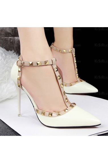 Cheap White Stiletto Heel Prom Shoes with Rivet (High Heel)