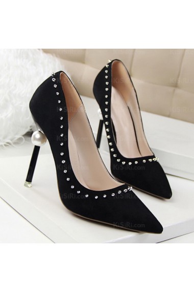 Fashion Black Stiletto Heel Prom Shoes with Rivet (High Heel)