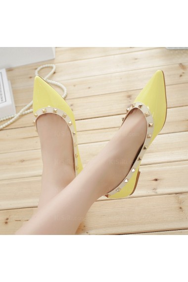 Ladies Discount Yellow Flat Party Shoes with Rivet (Flat)