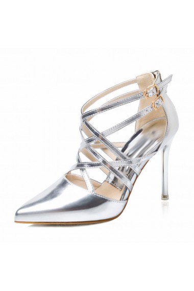 Cheap Silver Stiletto Heel Party Shoes (High Heel)