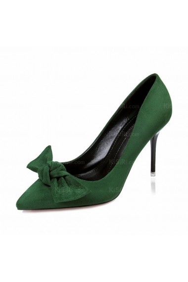 Fashion Green Stiletto Heel Party Shoes with Bowknot (High Heel)