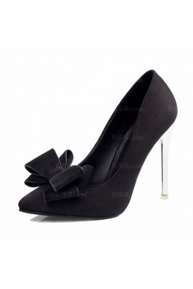 Fashion Black Pointed Toe Stiletto Heel Evening Shoes with Bowknot (High Heel)