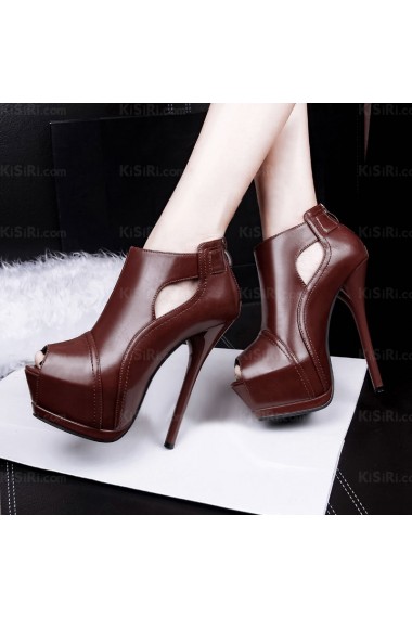 Discount Brown Peep Toe Stiletto Heel Evening Shoes On Sale (High Heel)