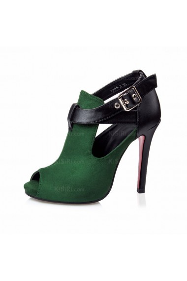 Discount Green Peep Toe Stiletto Heel Party Shoes (High Heel)