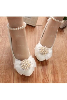 Cheap Wedding Bridal Shoes with Bowknot Pearl Rhinestone