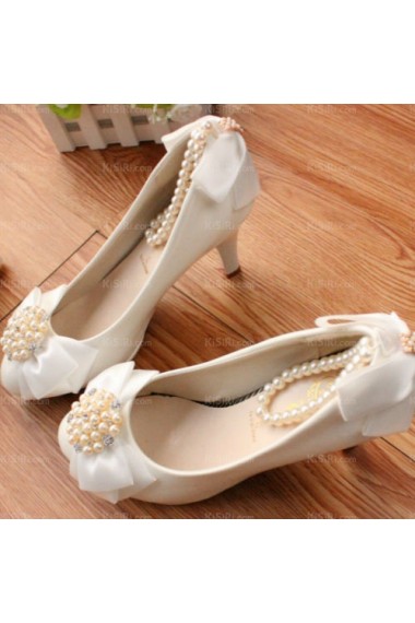 Cheap Wedding Bridal Shoes with Bowknot Pearl Rhinestone