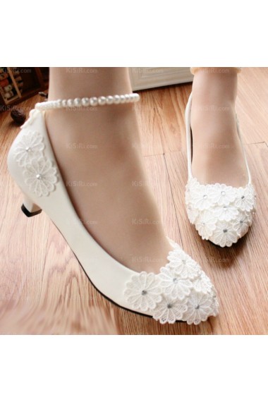 Cheap Comfortable Lace Bridal Wedding Shoes with Pearl