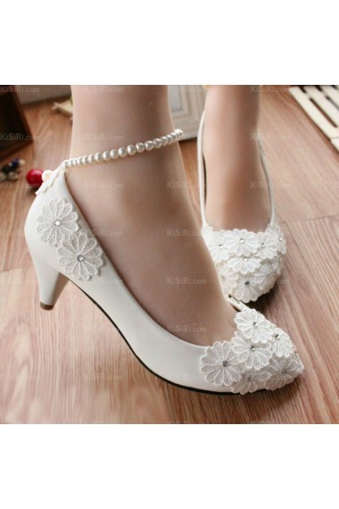 Cheap Comfortable Lace Bridal Wedding Shoes with Pearl