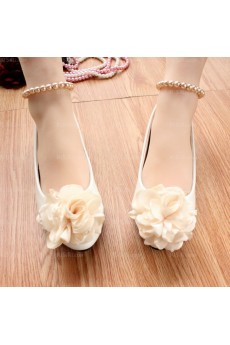 Elegant Wedding Bridal Shoes with Hand-made Flower and Pearl