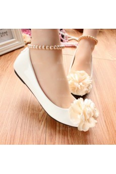 Elegant Wedding Bridal Shoes with Hand-made Flower and Pearl