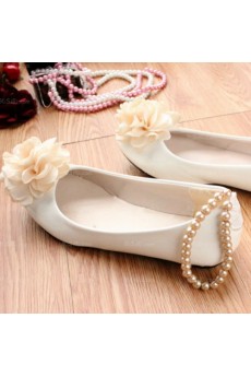 Elegant Wedding Bridal Shoes with Hand-made Flower and Pearl