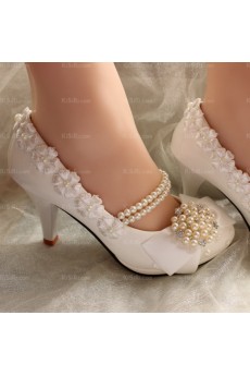 Elegant Wedding Bridal Shoes with Pearl and Rhinestone