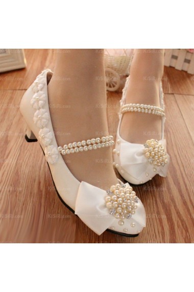 Elegant Wedding Bridal Shoes with Pearl and Rhinestone